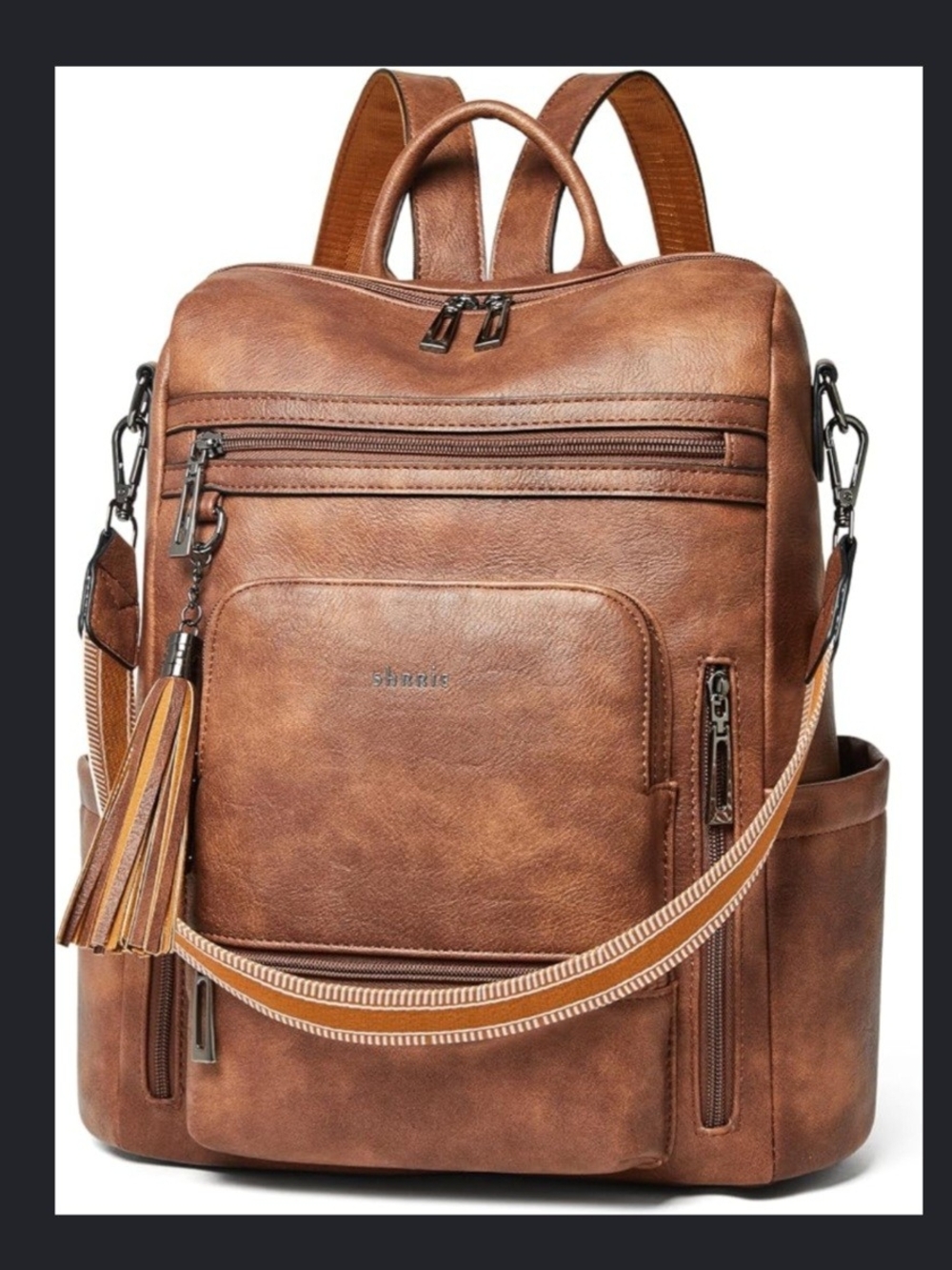 Brown Leatherette Backpack - Versatile Travel & Work Bag